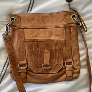 the Sak 100% cow leather brown medium crossbody bag hipster shoulder purse